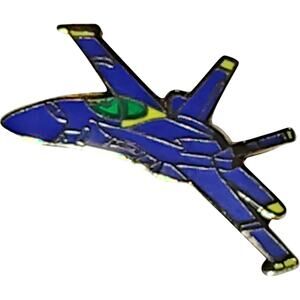 F/A-18 Hornet Hat, Lapel, Brooch Pin – 1-1/4" x 5/8", Blue/Yellow Enamel
